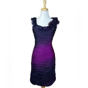 Adrianna Papell Purple Ruffle Sleeveless Ombre Dress